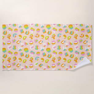 Cute Leopard Print Cheetah Spots Pattern Pink Beach Towel
