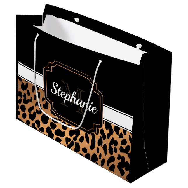 Cute Leopard Print Large Gift Bag (Front Angled)