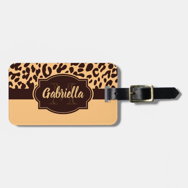 Cute Leopard Print Luggage Tag (Front Horizontal)