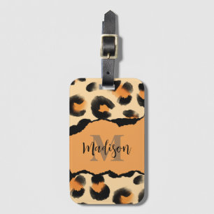 Cute Leopard Print Monogram Luggage Tag