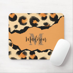 Cute Leopard Print Monogram Mouse Mat