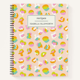 Cute Leopard Print Pattern in Pastel Custom Recipe Notebook