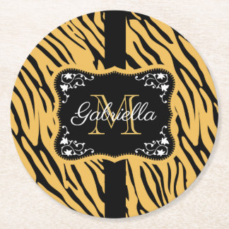 Cute Leopard Print Round Paper Coaster