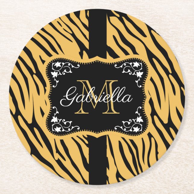 Cute Leopard Print Round Paper Coaster (Front)