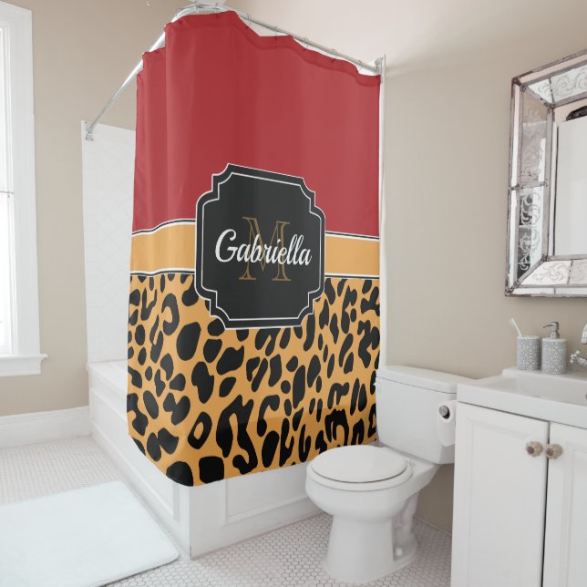 Cute Leopard Print Shower Curtain (In Situ)