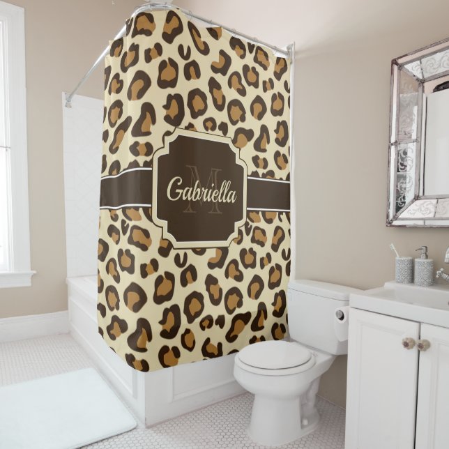 Cute Leopard Print Shower Curtain (In Situ)