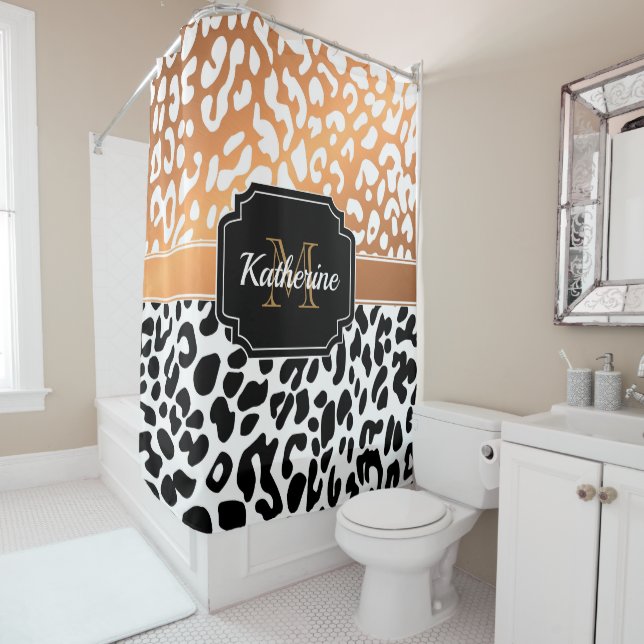 Cute Leopard Print Shower Curtain (In Situ)