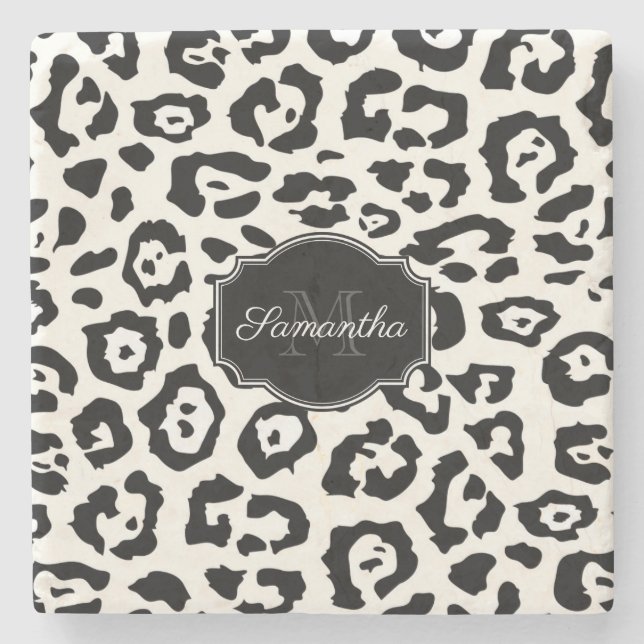Cute Leopard Print Stone Coaster (Front)