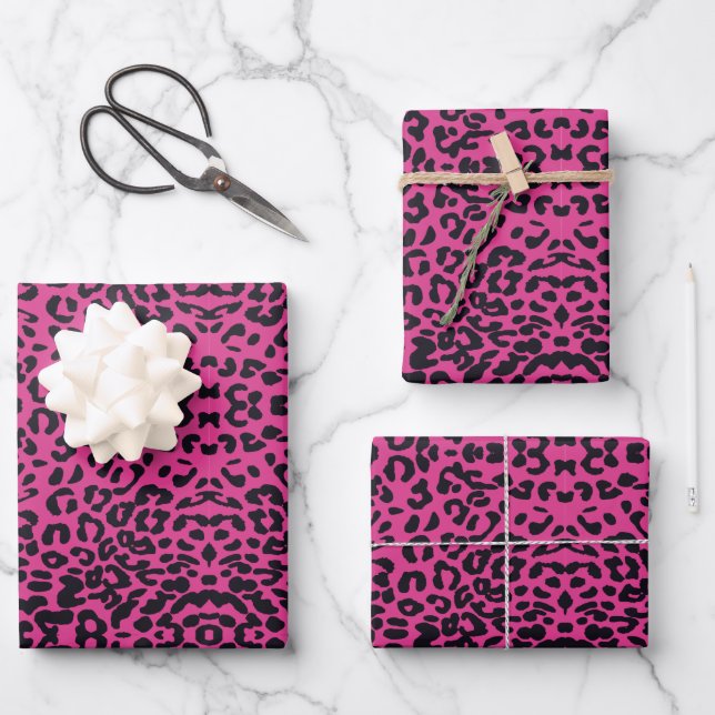 Cute Leopard Print Style Wrapping Paper Sheet (Front)