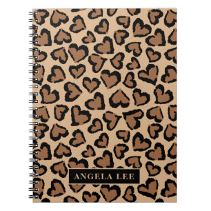 Cute Leopard Print with Custom Name Notebook