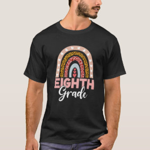 Cute Leopard Rainbow Eighth Grade Teacher Back To T-Shirt