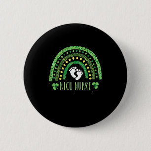 Cute Leopard Rainbow Nicu Nurse St Patricks Day T- 6 Cm Round Badge