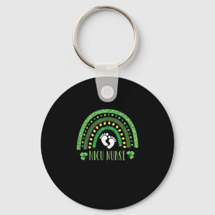 Cute Leopard Rainbow Nicu Nurse St Patricks Day T- Key Ring