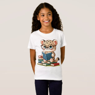 Cute Leopard Reading T-Shirt