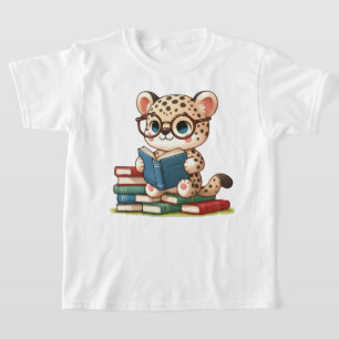 Cute Leopard Reading T-Shirt