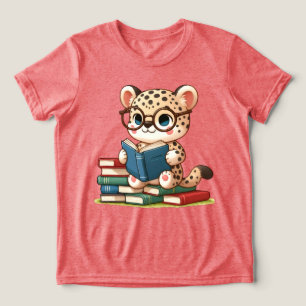 Cute Leopard Reading Tri-Blend Shirt