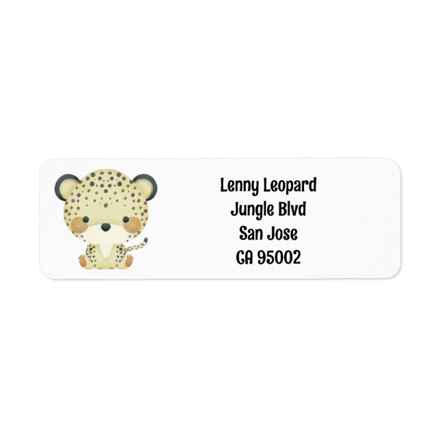 Cute leopard return address label (Front)