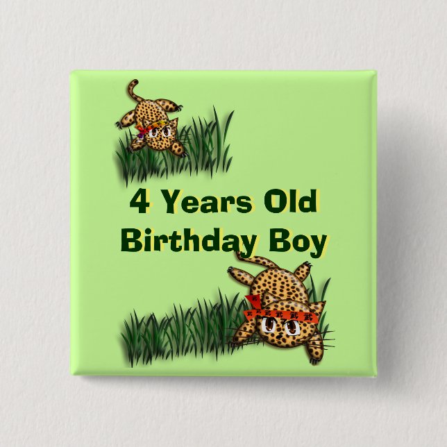 Cute Leopard Safari Birthday Invitation Magnet 15 Cm Square Badge (Front)