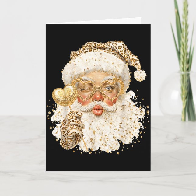 Cute Leopard Santa Claus Merry Christmas 2026 Prep Card (Front)
