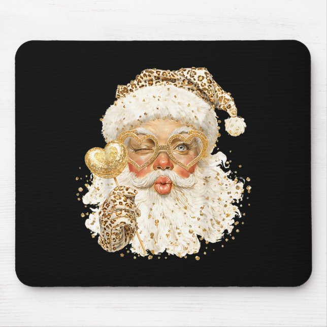 Cute Leopard Santa Claus Merry Christmas 2026 Prep Mouse Mat (Front)