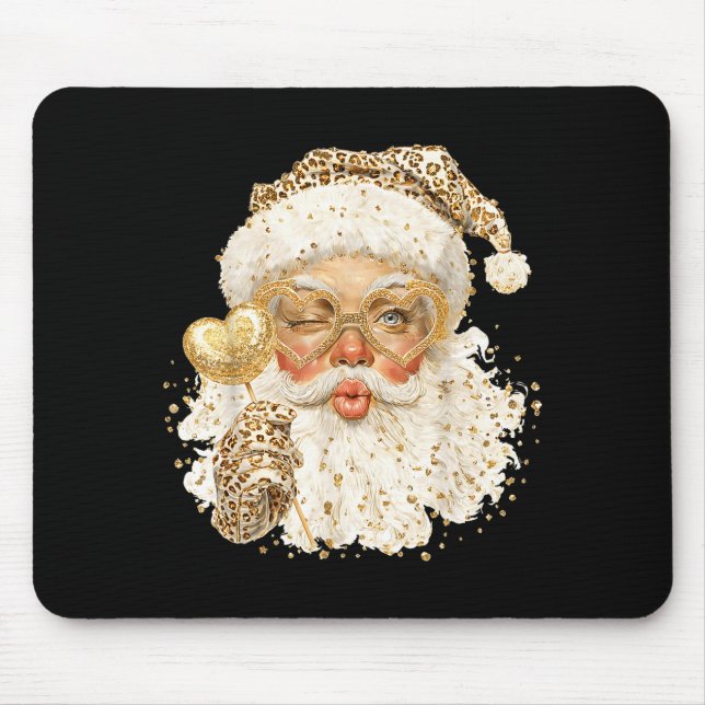 Cute Leopard Santa Claus Merry Christmas 2026 Prep Mouse Mat (Front)