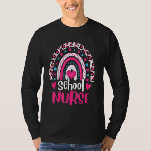 Cute Leopard School Nurse Rainbow Back To School G T-Shirt