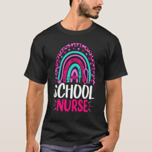 Cute Leopard School Nurse Rainbow Back To School G T-Shirt