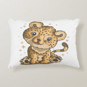 cute leopard sitting illustration  design decorative cushion