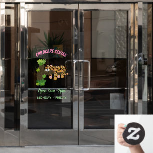 Cute leopard sleeping in tree cartoon illustration window cling