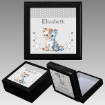 Cute leopard stars add name grey keepsake gift box<br><div class="desc">Keepsake Gift Box for children.
Personalise with a name.
Featuring a cute leopard,  polka dots and stars with the colours grey and white.</div>