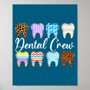 Cute Leopard Teeth Dental Crew Happy Poster
