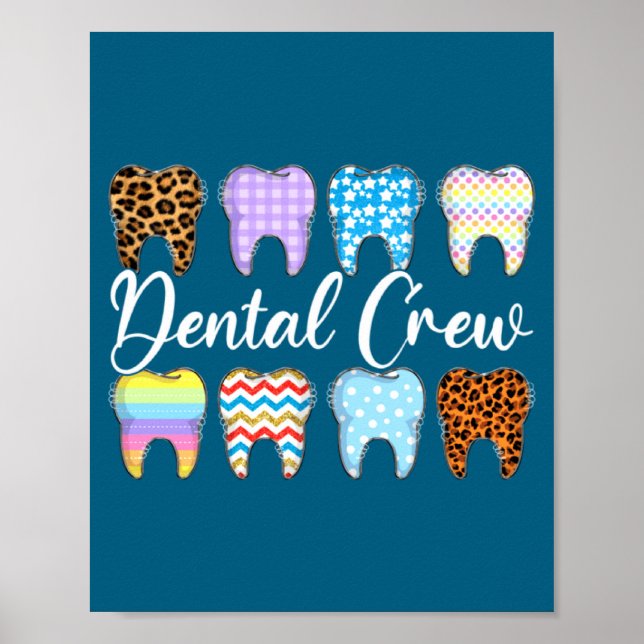 Cute Leopard Teeth Dental Crew Happy Poster (Front)