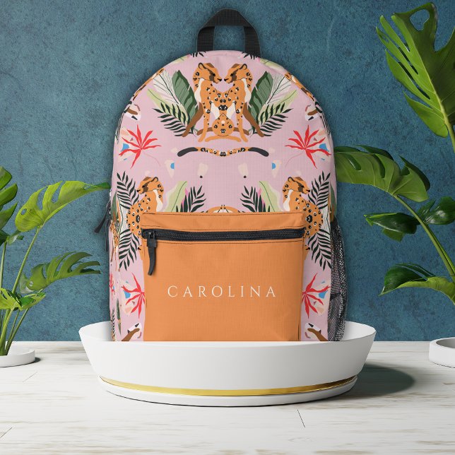 Cute  Leopards Custom Name back to school Printed Backpack (Creator Uploaded)