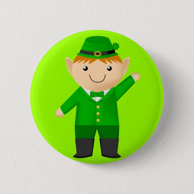 Cute Leprechaun 6 Cm Round Badge (Front)