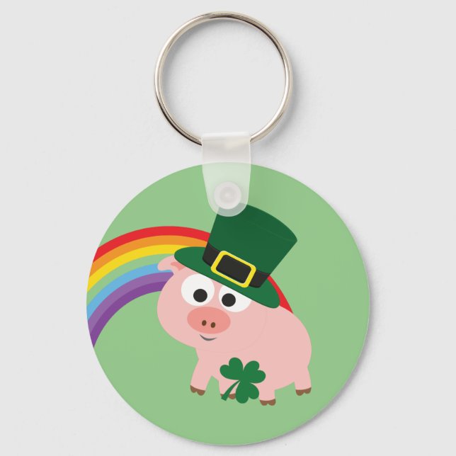 Cute Leprechaun Pig Key Ring (Front)