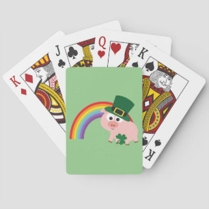 Cute Leprechaun Pig Playing Cards