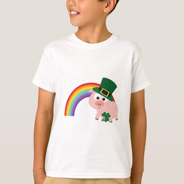 Cute Leprechaun Pig T-Shirt (Front)