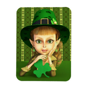 Cute Leprechaun Shamrock Girl Flexi Magnets