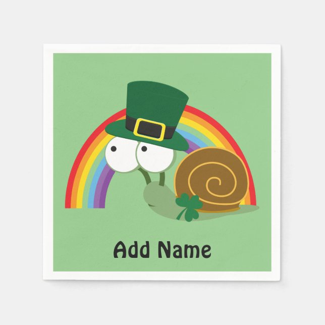 Cute Leprechaun Snail Napkin (Front)