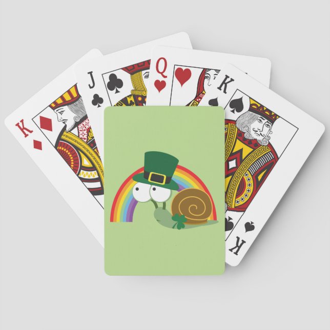 Cute Leprechaun Snail Playing Cards (Back)