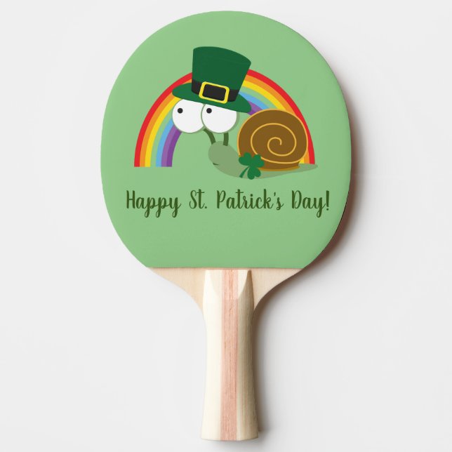 Cute Leprechaun St. Patrick's Day  Snail Ping Pong Paddle (Front)