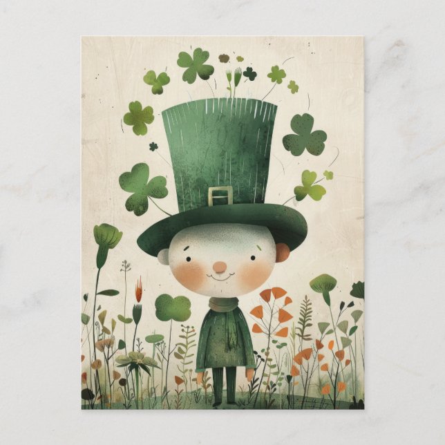 Cute Leprechaun Watercolor St. Patrick's Day  Postcard (Front)