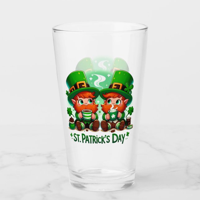 Cute Leprechauns St Patricks Day  Glass (Front)
