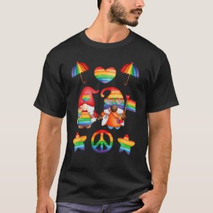 Cute Lesbian Couple Gnomes Pride Month Human Lesbi T-Shirt