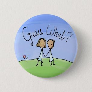 Cute Lesbian Couple Guess What 6 Cm Round Badge