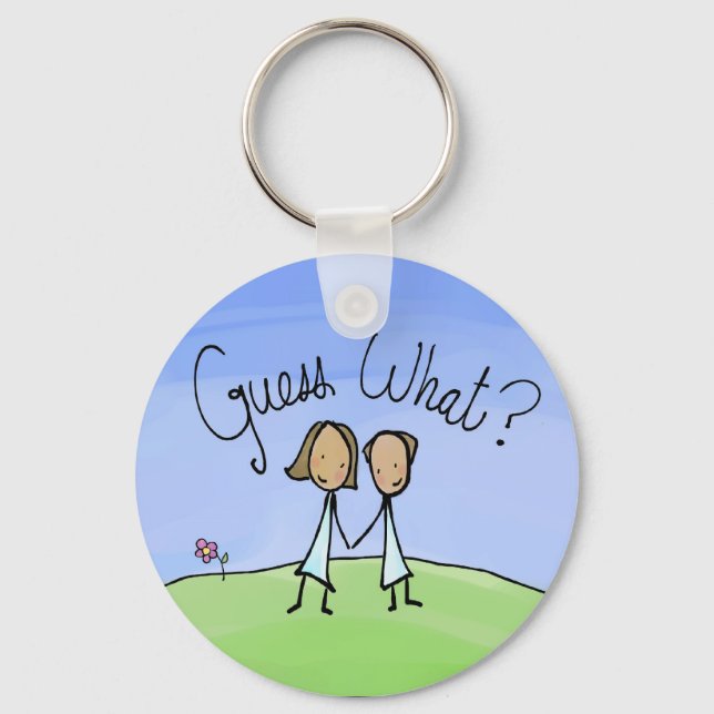 Cute Lesbian Couple Guess What Key Ring (Front)