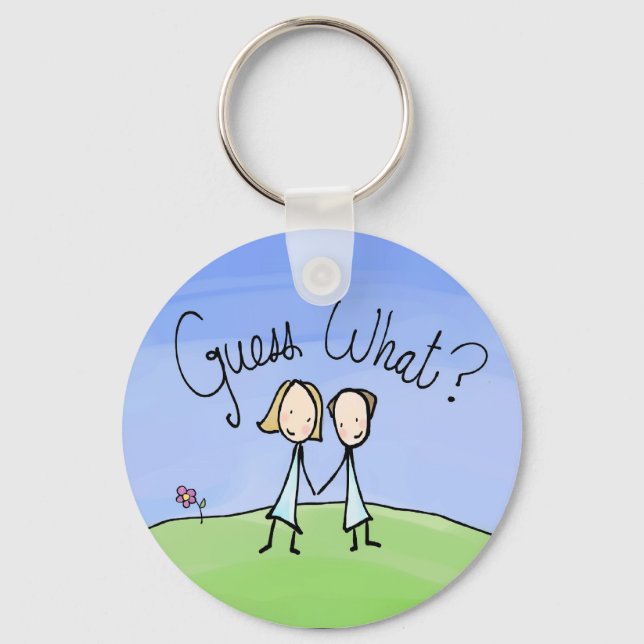 Cute Lesbian Couple Guess What Key Ring (Front)