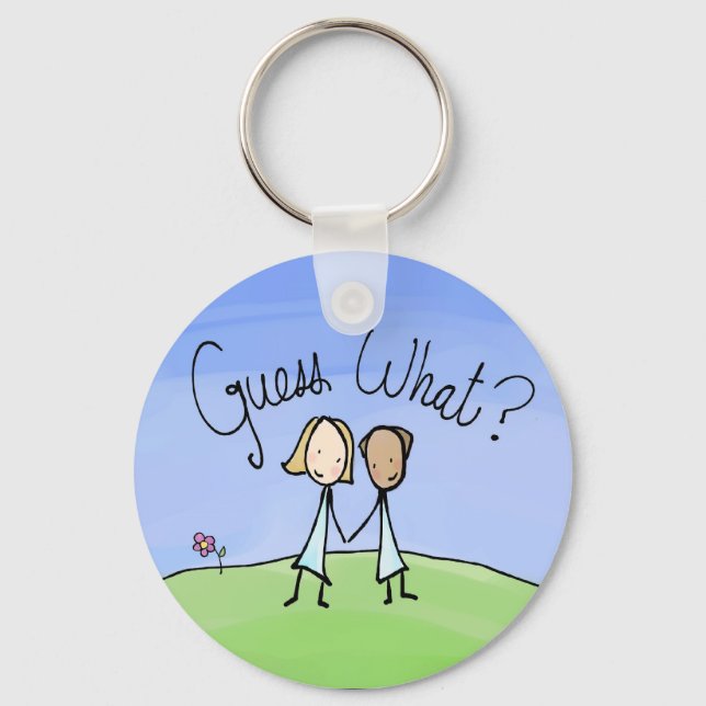 Cute Lesbian Couple Guess What Key Ring (Front)