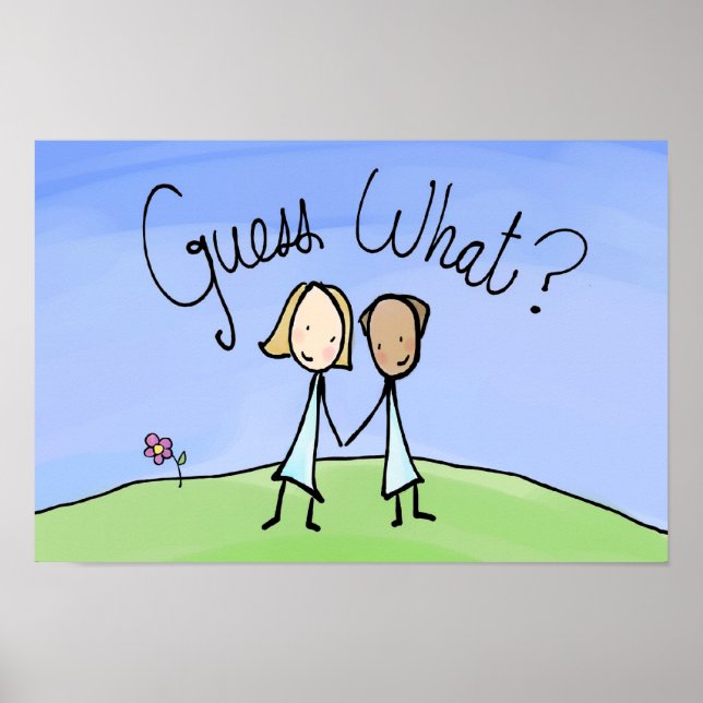 Cute Lesbian Couple Guess What Poster (Front)