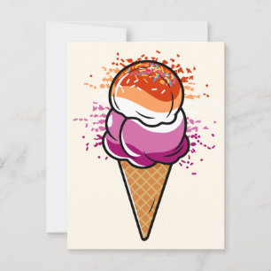Cute Lesbian Sapphic LGBT Pride Flag Ice Cream  Postcard
